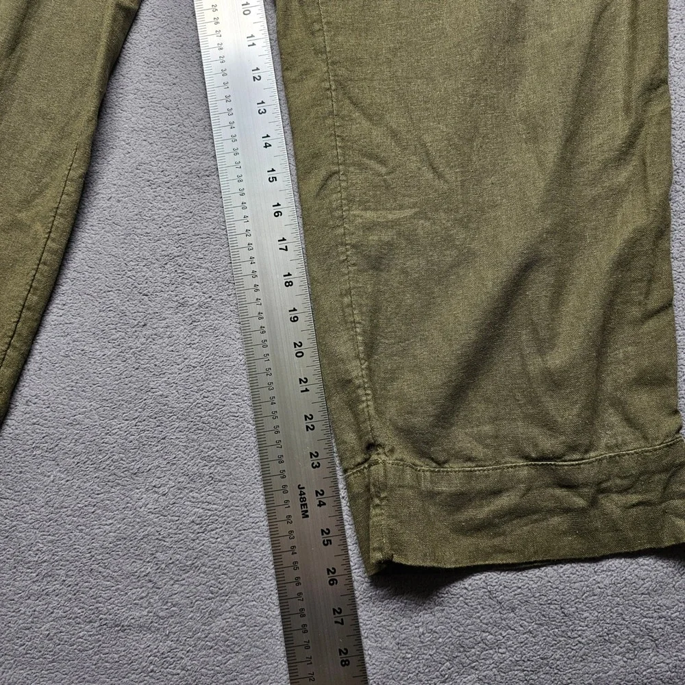 Banana Republic Womens Olive Green Linen Blend Straight High-Rise Pants Size M